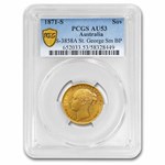 1871-S Australia Gold Sovereign Young Victoria AU-53 PCGS