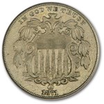 1871 Shield Nickel AU