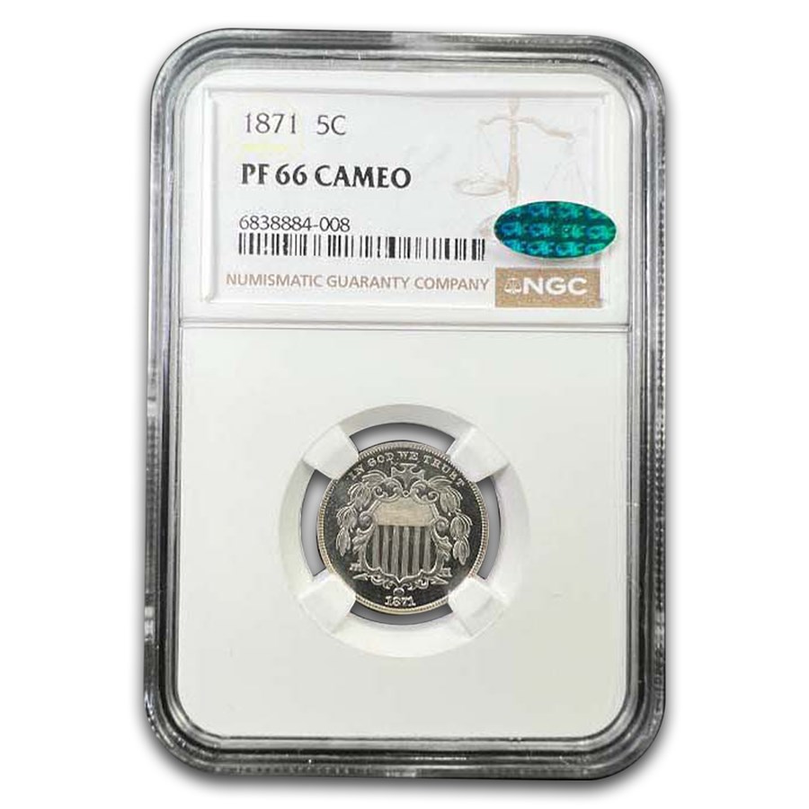 1871 Shield Nickel PF-66 Cameo NGC CAC