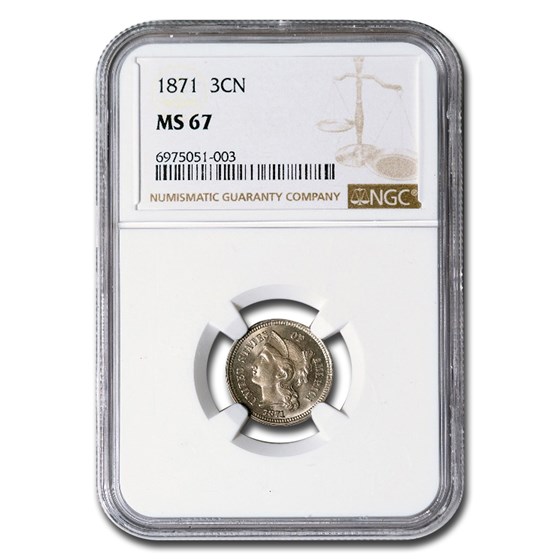 1871 Three Cent Nickel MS-67 NGC 1871 Three Cent Nickel MS-67 NGC