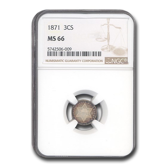 1871 Three Cent Silver MS-66 NGC