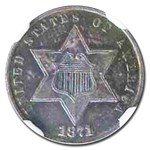 1871 Three Cent Silver PF-66 NGC