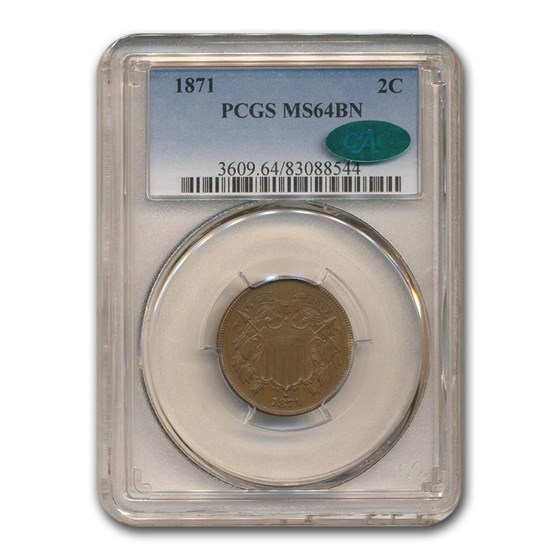 1871 Two Cent Piece MS-64 PCGS CAC (Brown) 1871 Two Cent Piece MS-64 PCGS CAC (Brown)