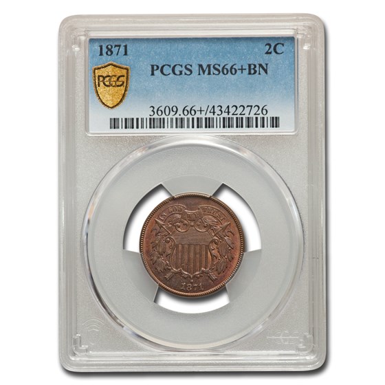 1871 Two Cent Piece MS-66+ PCGS (Brown) 1871 Two Cent Piece MS-66+ PCGS (Brown)