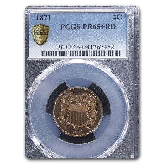 1871 Two Cent Piece PR-65+ PCGS (Red) 1871 Two Cent Piece PR-65+ PCGS (Red)