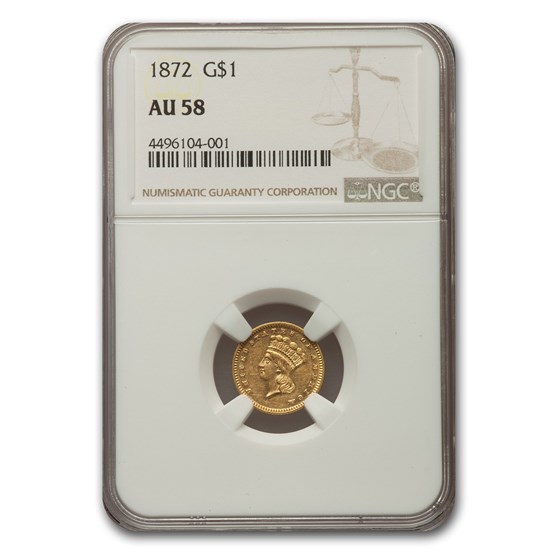 1872 $1 Indian Head Gold AU-58 NGC 1872 $1 Indian Head Gold AU-58 NGC