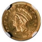 1872 $1 Indian Head Gold MS-66+ NGC