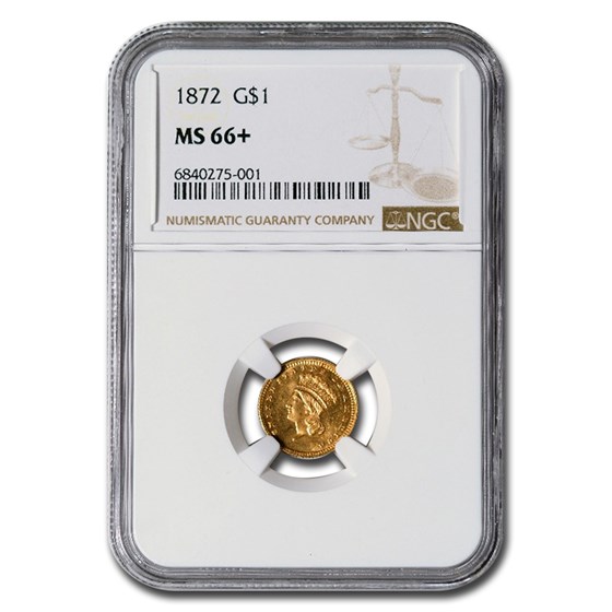 1872 $1 Indian Head Gold MS-66+ NGC