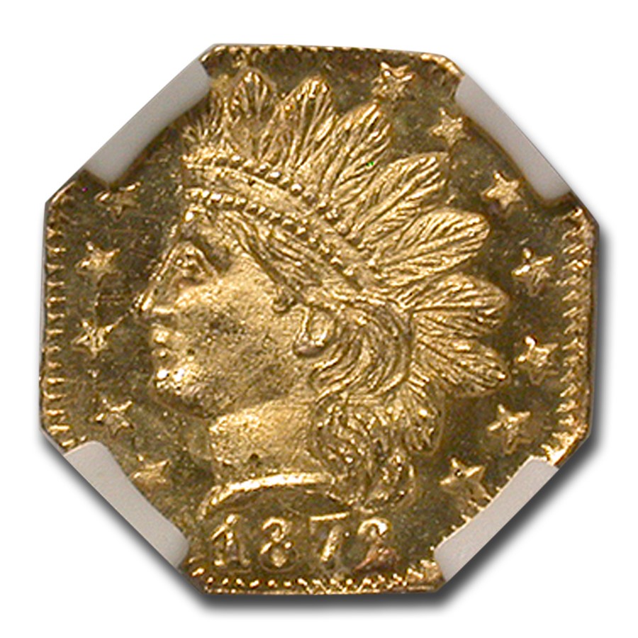 Buy 1872/1 Indian Octagonal 25 Cent Gold MS-65 NGC (DPL, BG-790) | APMEX