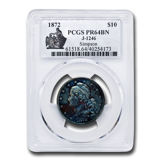 1872 $10 Amazonian Pattern PR-64 PCGS (Brown, J-1246) 1872 $10 Amazonian Pattern PR-64 PCGS (Brown, J-1246)