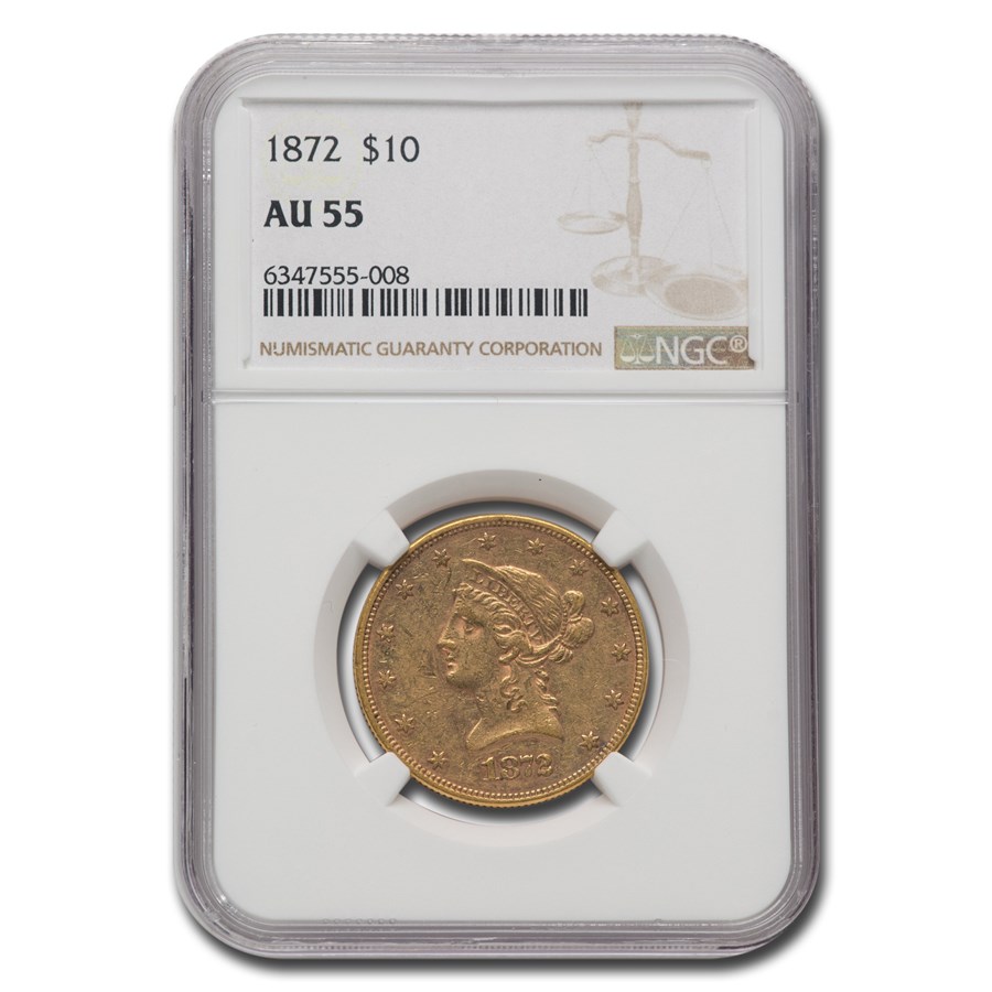 1872 $10 Liberty Gold Eagle AU-55 NGC