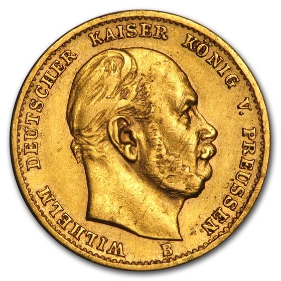 1872-1873 Germany Gold 10 Marks Prussia Wilhelm I Avg Circ 1872-1873 Germany Gold 10 Marks Prussia Wilhelm I Avg Circ