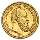 1872-1873 Germany Gold 20 Marks Württemberg Karl Avg Circ