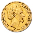 1872-1881 Germany Gold 10 Mark Bavaria Ludwig II Avg Circ