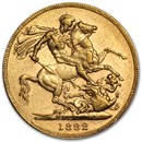 1872-1887-M Australia Gold Sovereign Young Victoria AU