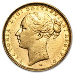1872-1887-M Australia Gold Sovereign Young Victoria AU
