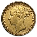 1872-1887-M Australia Gold Sovereign Young Victoria Avg Circ