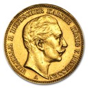 1872-1912 Germany Gold 20 Marks Prussia Avg Circ (Scruffy)