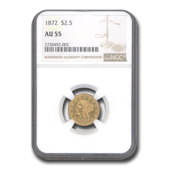 1872 $2.50 Liberty Gold Quarter Eagle AU-55 NGC 1872 $2.50 Liberty Gold Quarter Eagle AU-55 NGC