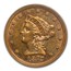 1872 $2.50 Liberty Gold Quarter Eagle AU-58 PCGS
