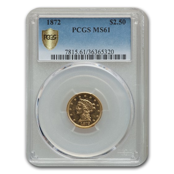1872 $2.50 Liberty Gold Quarter Eagle MS-61 PCGS 1872 $2.50 Liberty Gold Quarter Eagle MS-61 PCGS
