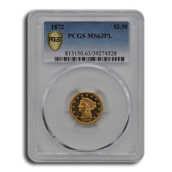 1872 $2.50 Liberty Gold Quarter Eagle MS-63 PCGS (PL) 1872 $2.50 Liberty Gold Quarter Eagle MS-63 PCGS (PL)