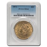 1872 $20 Liberty Gold Double Eagle MS-61 PCGS