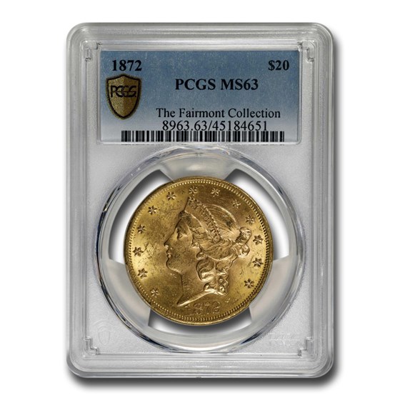 1872 $20 Liberty Gold Double Eagle MS-63 PCGS 1872 $20 Liberty Gold Double Eagle MS-63 PCGS
