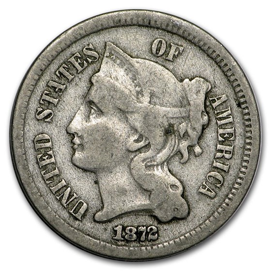 1872 3 Cent Nickel Fine 1872 3 Cent Nickel Fine