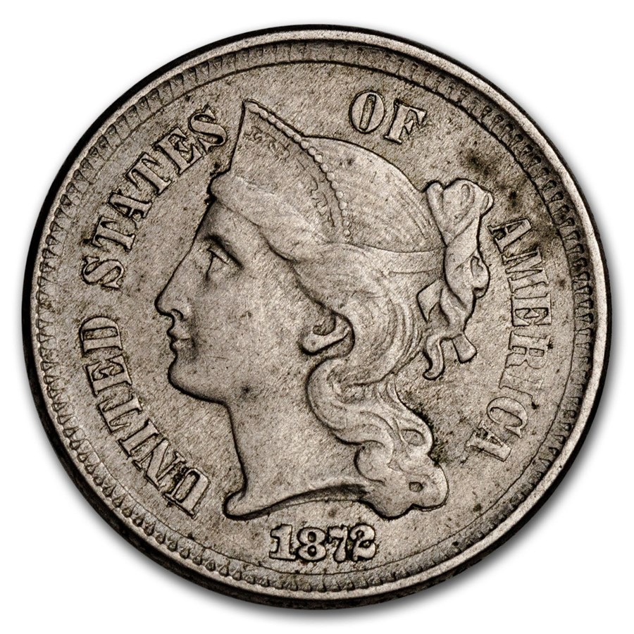 1872 3 Cent Nickel XF