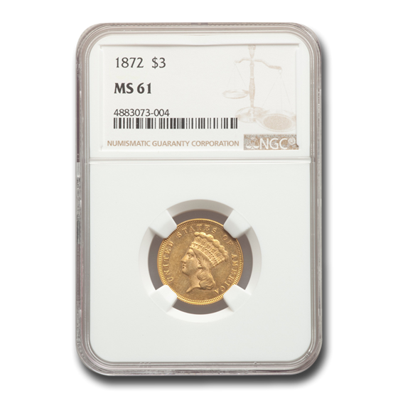 1872 $3 Gold Princess MS-61 NGC 1872 $3 Gold Princess MS-61 NGC