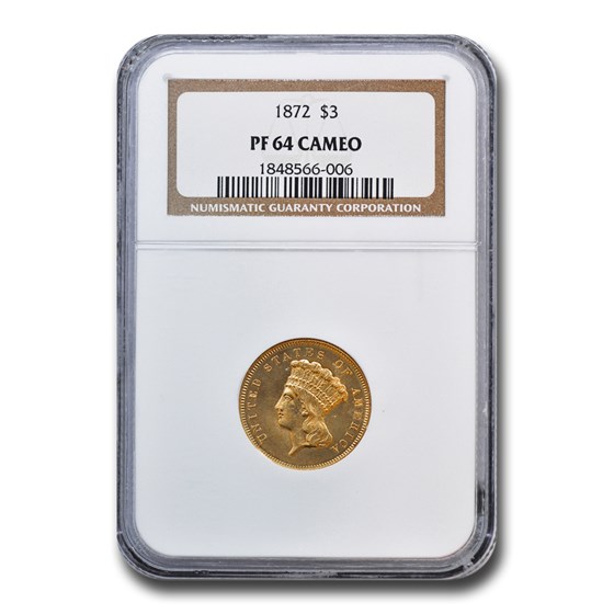 1872 $3 Gold Princess PF-64 Cameo NGC 1872 $3 Gold Princess PF-64 Cameo NGC
