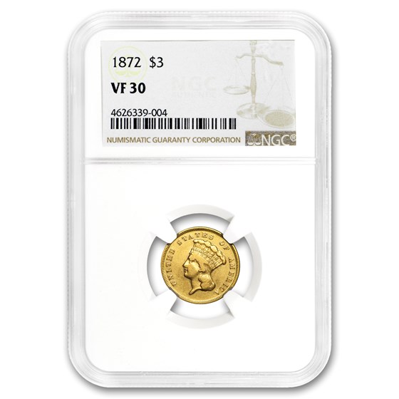 1872 $3 Gold Princess VF-30 NGC 1872 $3 Gold Princess VF-30 NGC