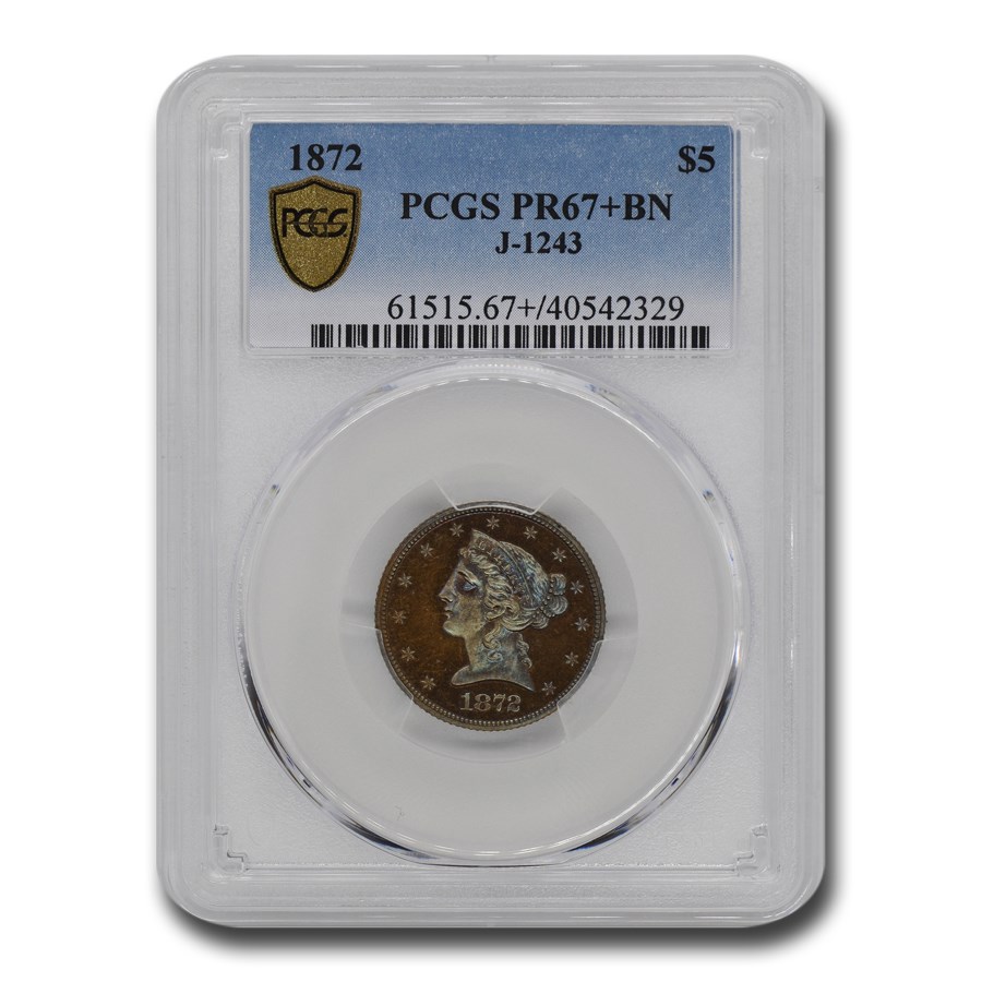 1872 $5 Liberty Half Eagle Pattern PR-67+ PCGS (Brown, J-1243)