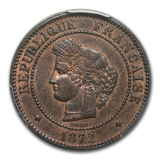1872-A France 5 Centimes MS-63 PCGS (Brown) 1872-A France 5 Centimes MS-63 PCGS (Brown)