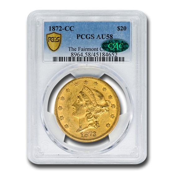 1872-CC $20 Liberty Gold Double Eagle AU-58 PCGS CAC 1872-CC $20 Liberty Gold Double Eagle AU-58 PCGS CAC