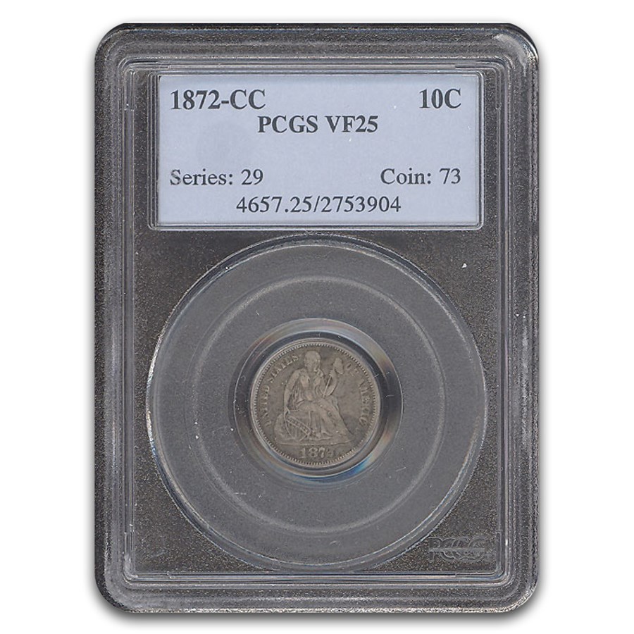 1872-CC Liberty Seated Dime VF-25 PCGS