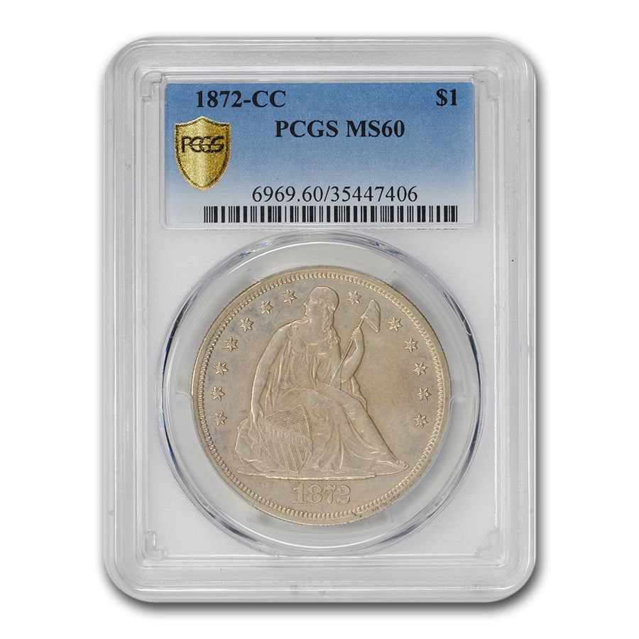 1872-CC Liberty Seated Dollar MS-60 PCGS