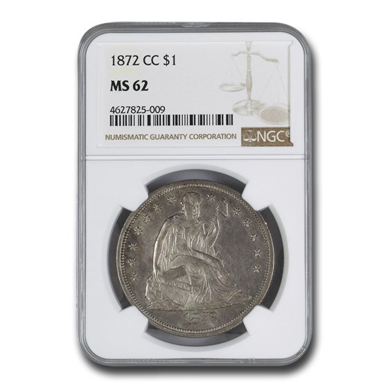 1872-CC Liberty Seated Dollar MS-62 NGC 1872-CC Liberty Seated Dollar MS-62 NGC