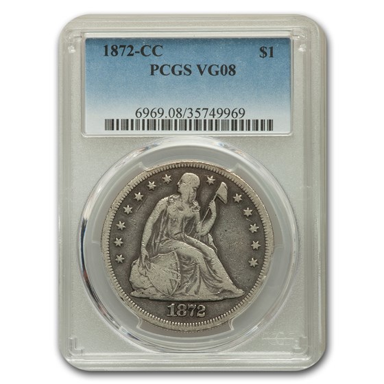 1872-CC Liberty Seated Dollar VG-8 PCGS 1872-CC Liberty Seated Dollar VG-8 PCGS