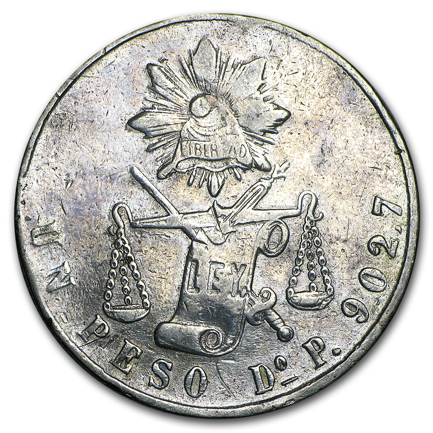 Buy 1872 Do P Mexican 1 (Un) Peso Silver VF | APMEX