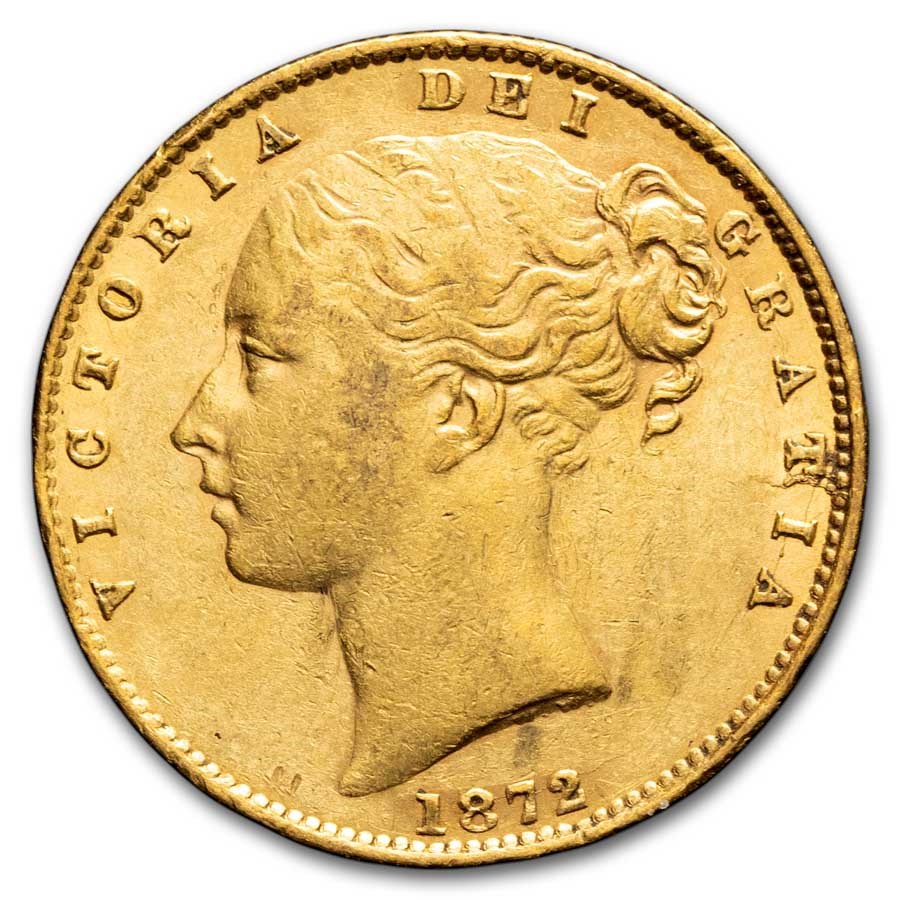 1872 Great Britain Gold Sovereign Victoria Shield AU (D#23)