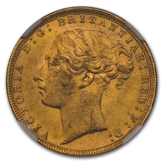 1872 Great Britain Gold Sovereign Victoria Shield MS-63 NGC 1872 Great Britain Gold Sovereign Victoria Shield MS-63 NGC
