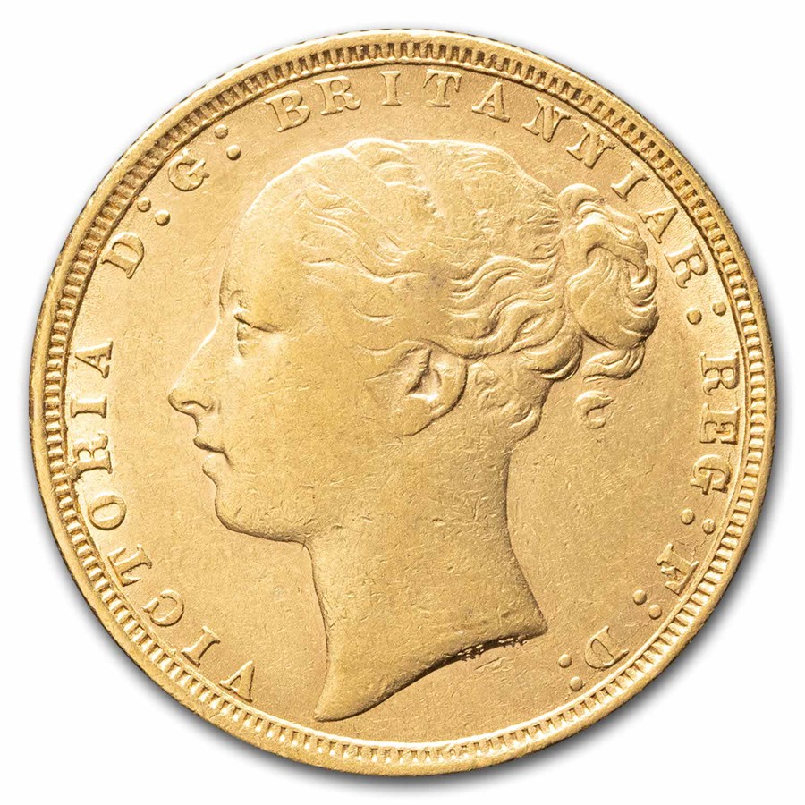 1872 Great Britain Gold Sovereign Victoria St. George AU