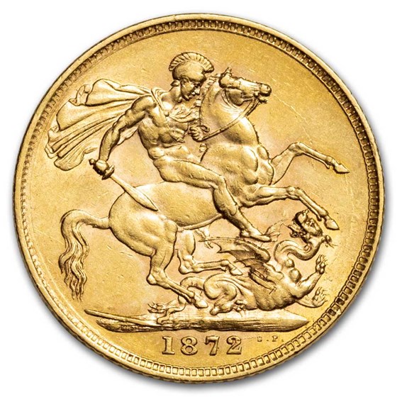 1872 Great Britain Gold Sovereign Victoria St. George BU 1872 Great Britain Gold Sovereign Victoria St. George BU