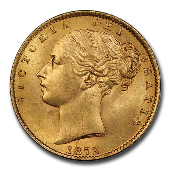 1872 Great Britain Gold Sovereign Victoria Young Head MS-65 PCGS 1872 Great Britain Gold Sovereign Victoria Young Head MS-65 PCGS