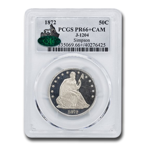 1872 Half Dollar Pattern PR-66+ Cameo PCGS CAC (J-1204) 1872 Half Dollar Pattern PR-66+ Cameo PCGS CAC (J-1204)