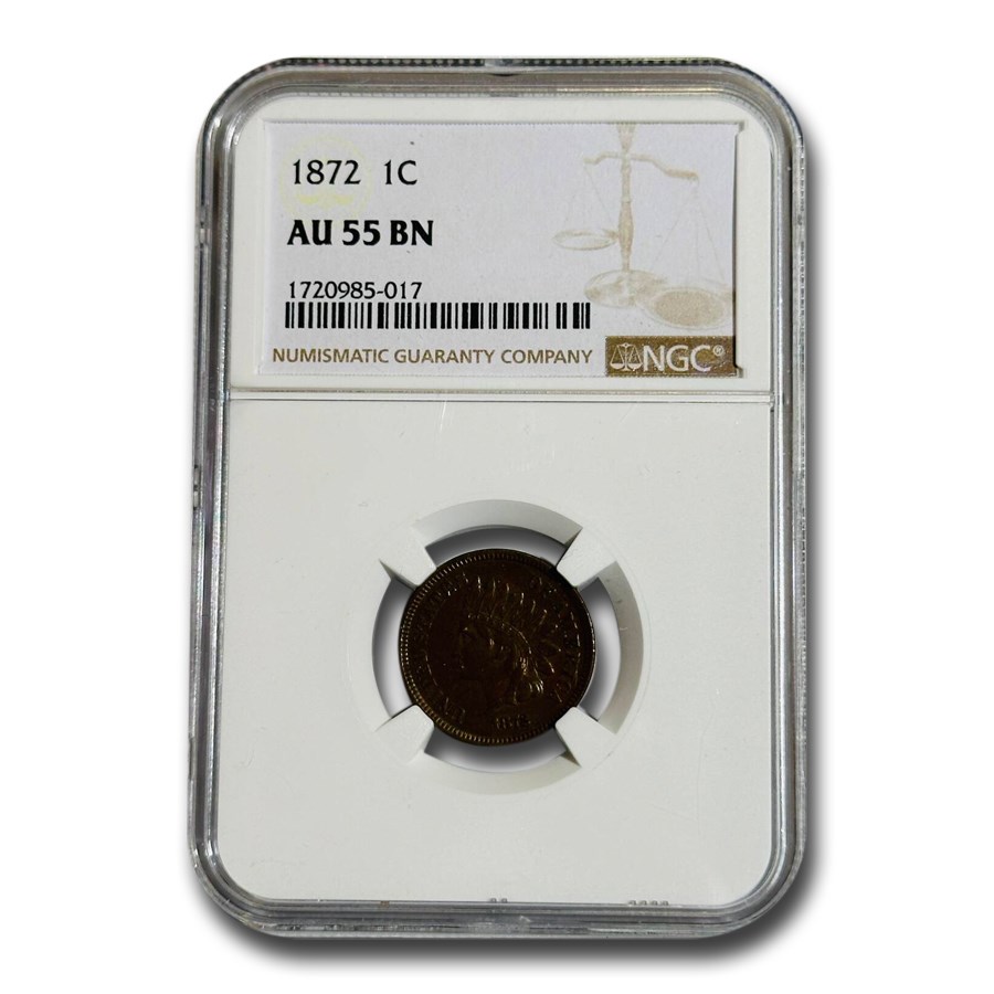 1872 Indian Head Cent AU-55 NGC (Brown)
