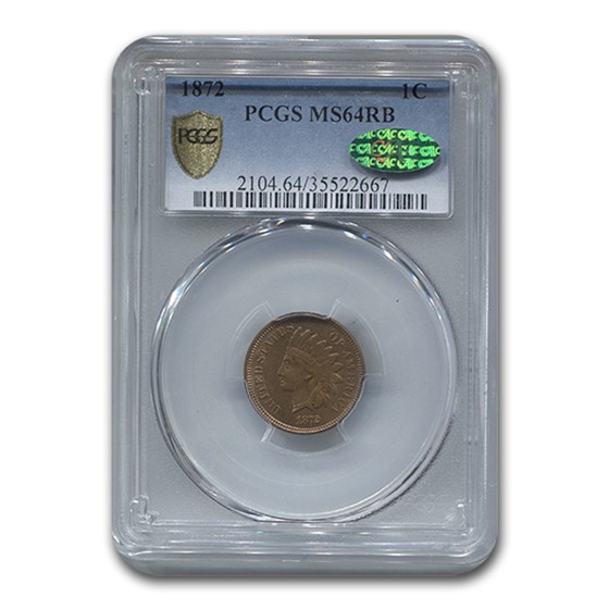 1872 Indian Head Cent MS-64 PCGS CAC (Red/Brown) 1872 Indian Head Cent MS-64 PCGS CAC (Red/Brown)