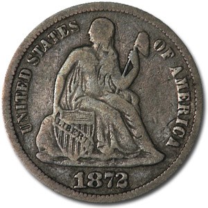 1872 Liberty Seated Dime Fine 1872 Liberty Seated Dime Fine